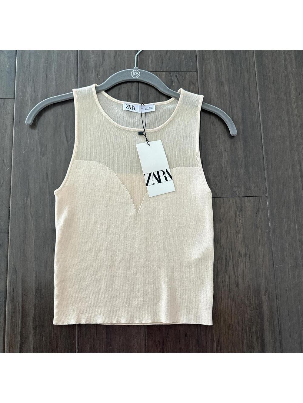 Zara Women's Cream and Gold Vests-tanks-cami